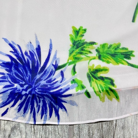 Calvin Klein NWT Elegant CREAM/LILAC Trapeze Floral Printed Chiffon Gown, size 8 - Picture 8 of 11